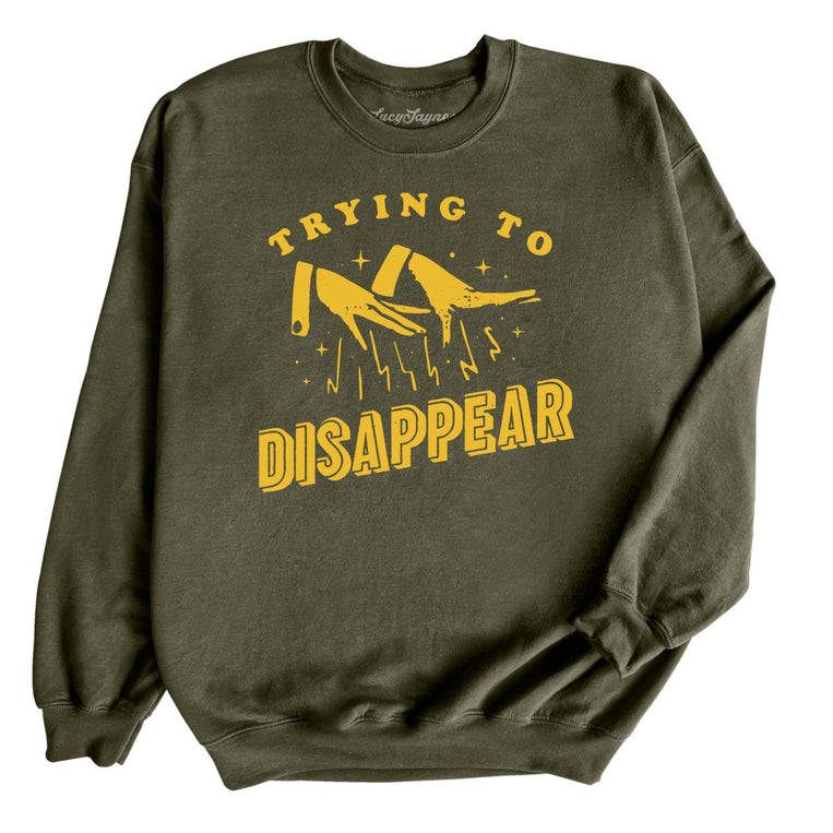 Trying to Disappear Graphic Sweatshirt - Military Green