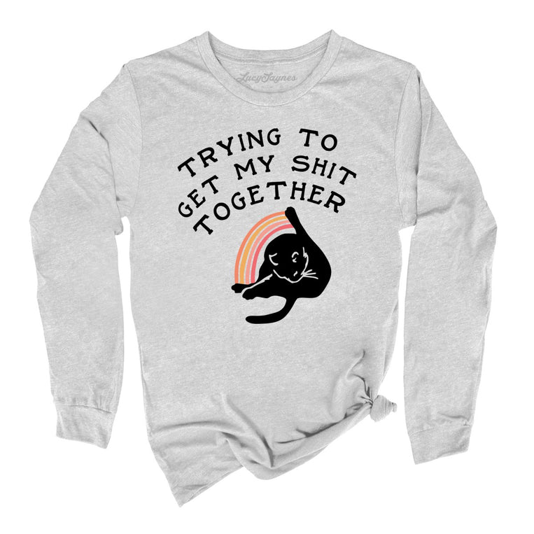 Trying To Get My Shit Together Graphic Long Sleeve Tee - Athletic Heather