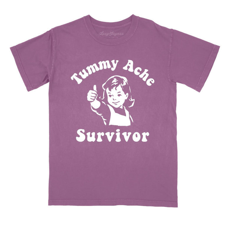 Tummy Ache Survivor Comfort Colors Graphic Tee - Berry
