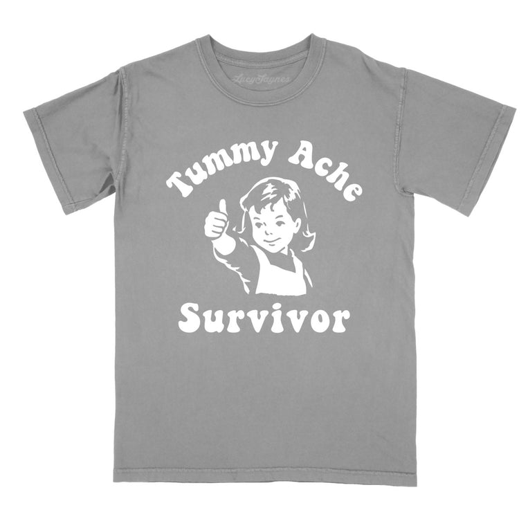 Tummy Ache Survivor Comfort Colors Graphic Tee - Grey