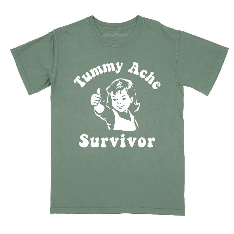 Tummy Ache Survivor Comfort Colors Graphic Tee - Moss