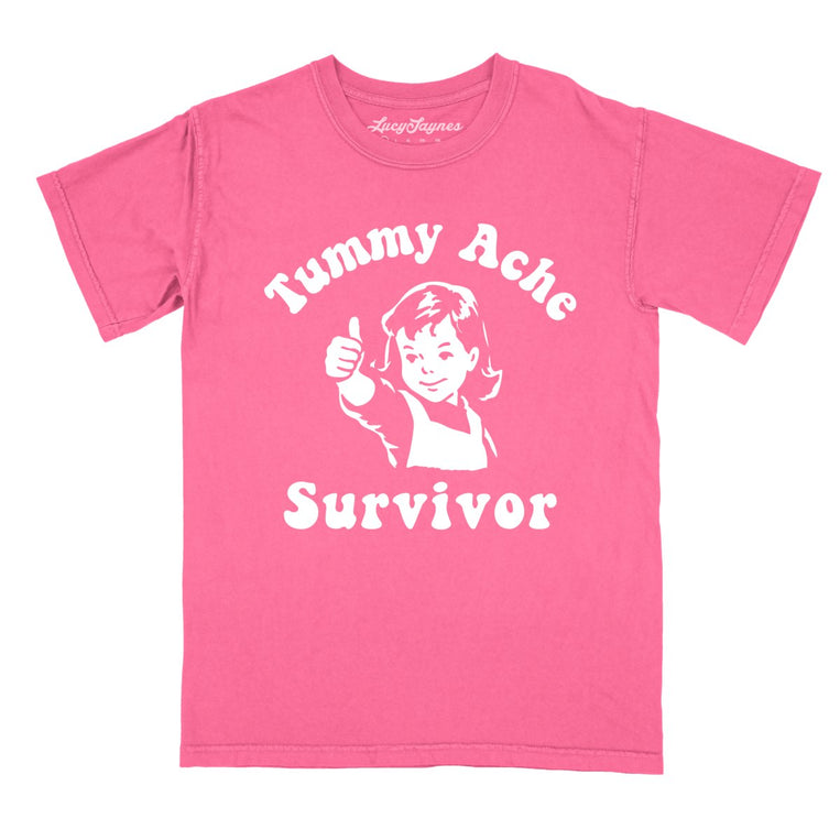 Tummy Ache Survivor Comfort Colors Graphic Tee - Crunchberry