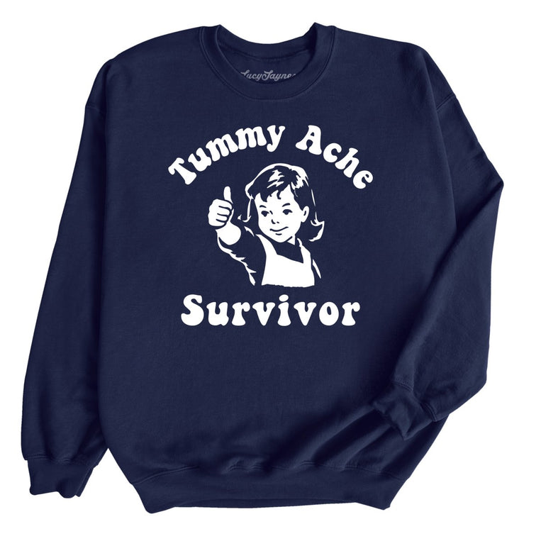 Tummy Ache Survivor Graphic Sweatshirt - Navy