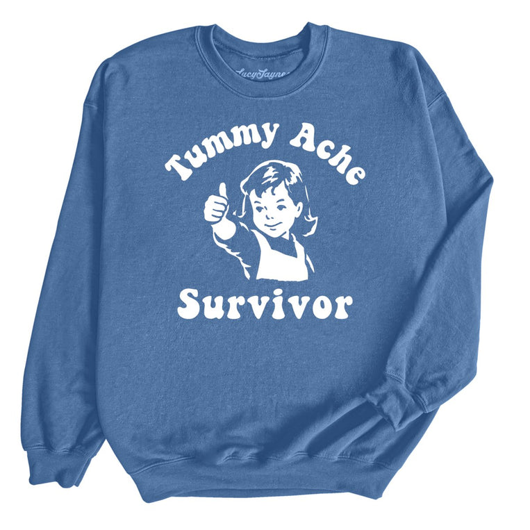Tummy Ache Survivor Graphic Sweatshirt - Indigo Blue