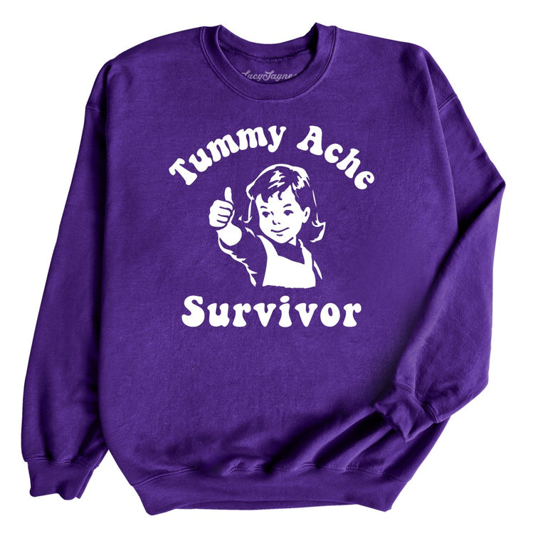 Tummy Ache Survivor Graphic Sweatshirt - Purple
