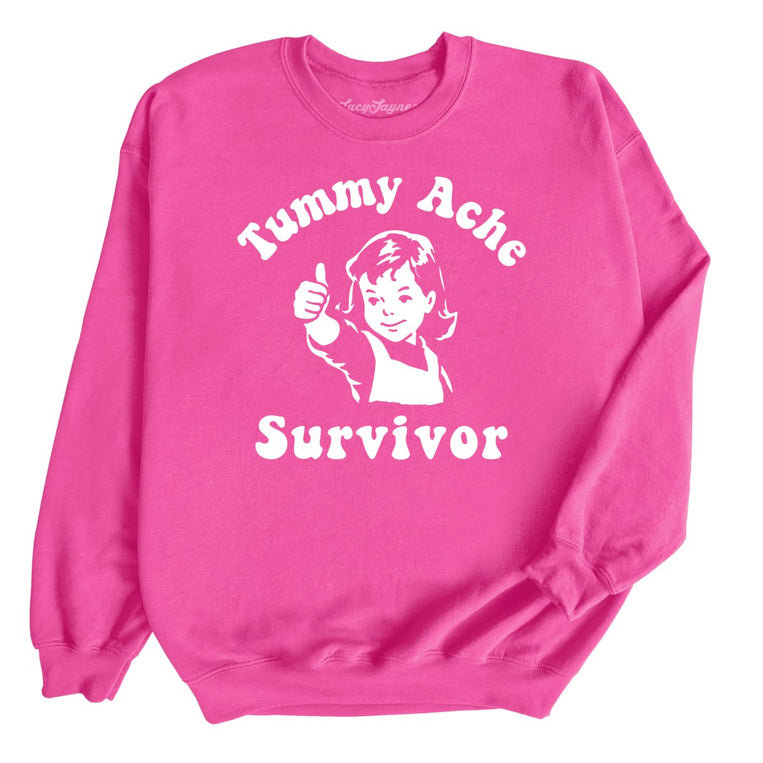 Tummy Ache Survivor Graphic Sweatshirt - Heliconia