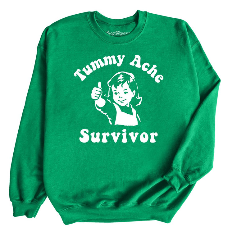 Tummy Ache Survivor Graphic Sweatshirt - Irish Green