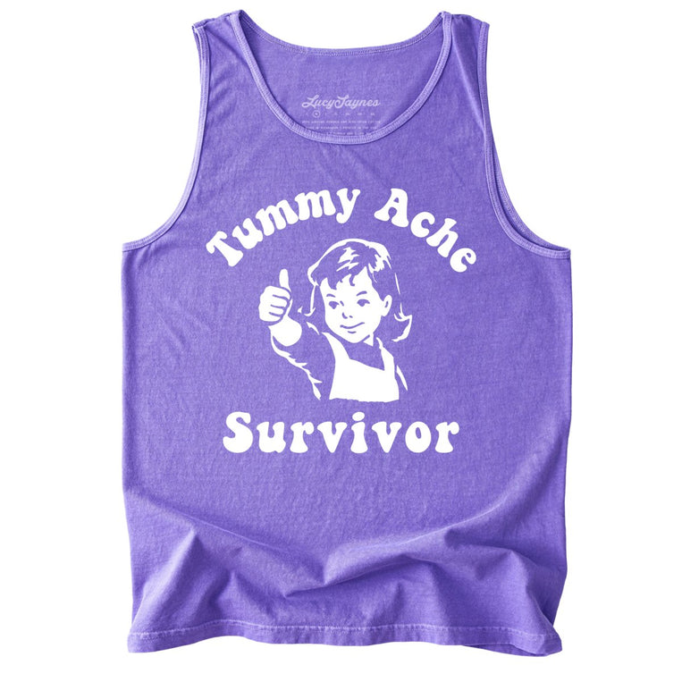 Tummy Ache Survivor Comfort Colors Graphic Tank Top - Violet
