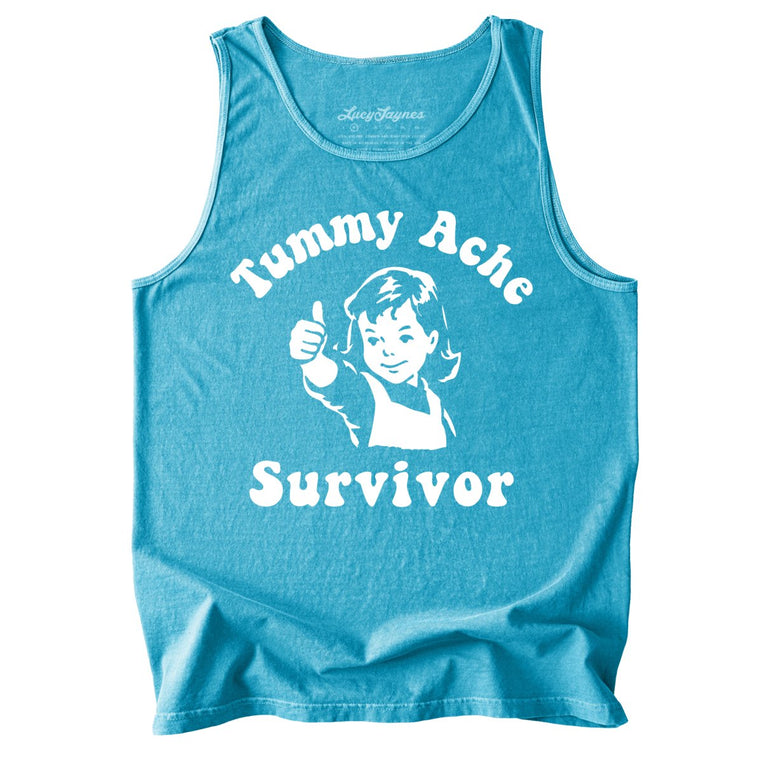 Tummy Ache Survivor Comfort Colors Graphic Tank Top - Sapphire
