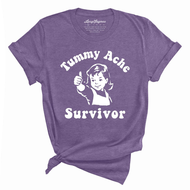 Tummy Ache Survivor Graphic Tee - Heather Purple