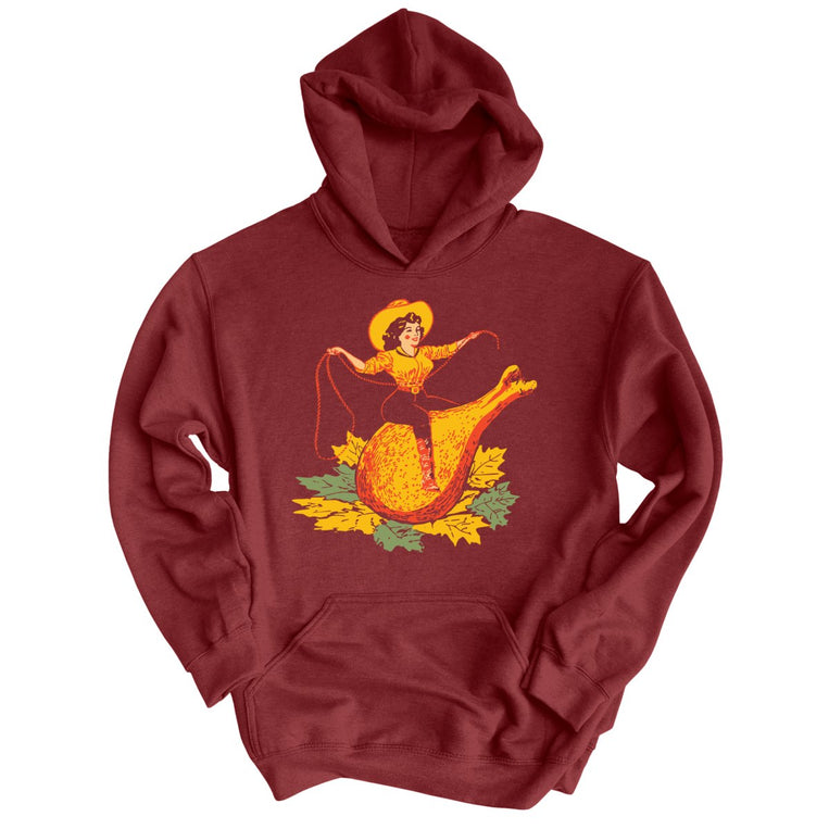 Turkey Leg Pinup Graphic Hoodie - Maroon