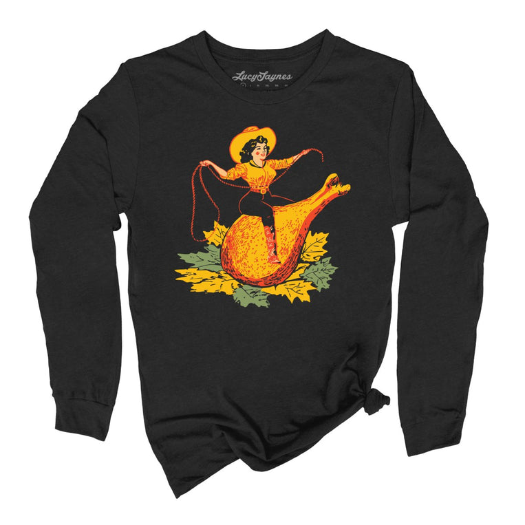 Turkey Leg Pinup Graphic Long Sleeve Tee