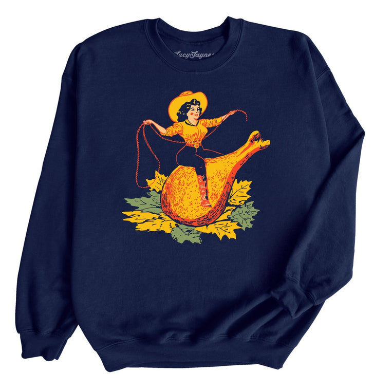 Turkey Leg Pinup Graphic Sweatshirt - Navy