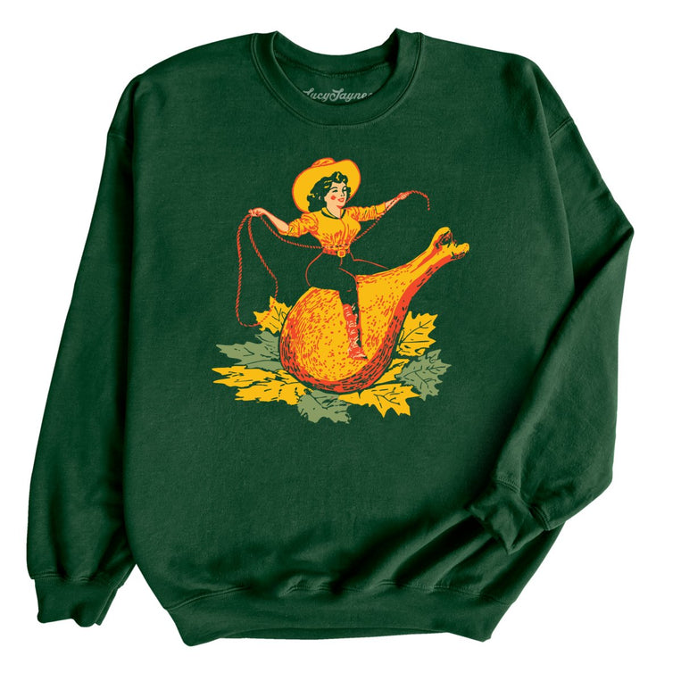 Turkey Leg Pinup Graphic Sweatshirt - Forest