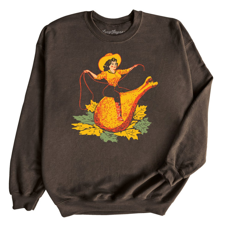 Turkey Leg Pinup Graphic Sweatshirt - Dark Chocolate