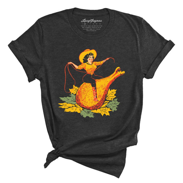 Turkey Leg Pinup Graphic Tee - Dark Grey Heather