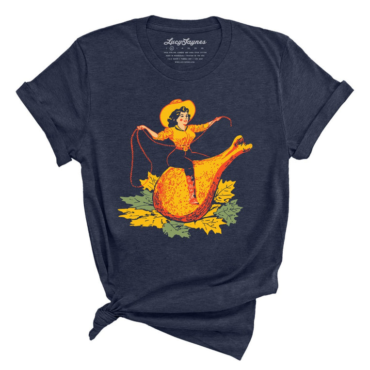 Turkey Leg Pinup Graphic Tee - Heather Midnight Navy
