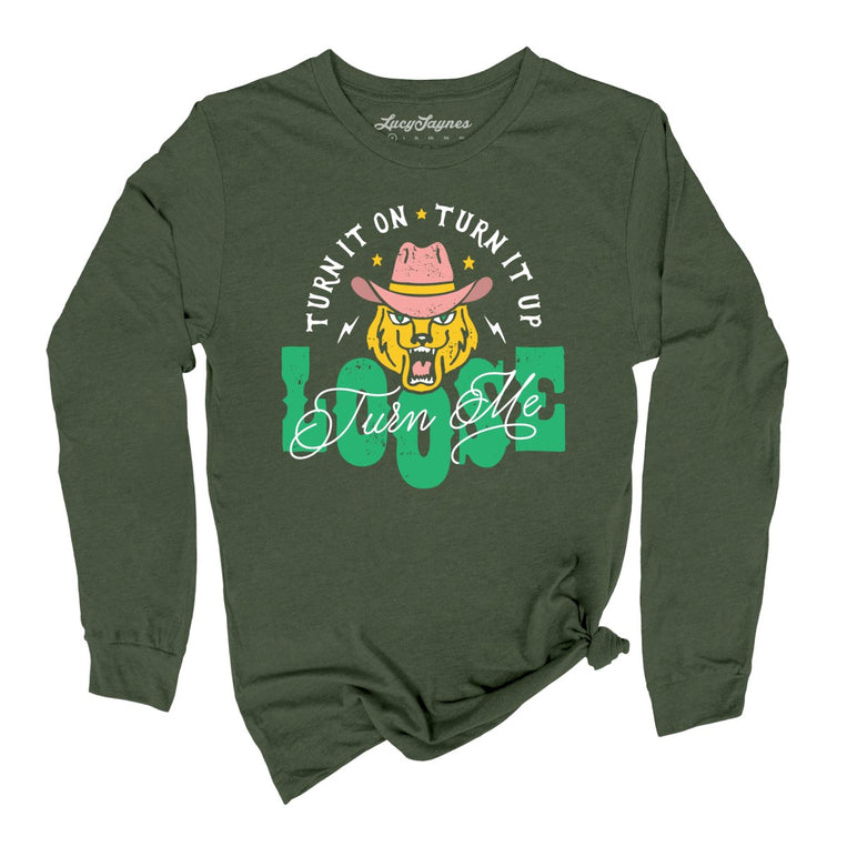 Turn Me Loose Graphic Long Sleeve Tee - Military Green
