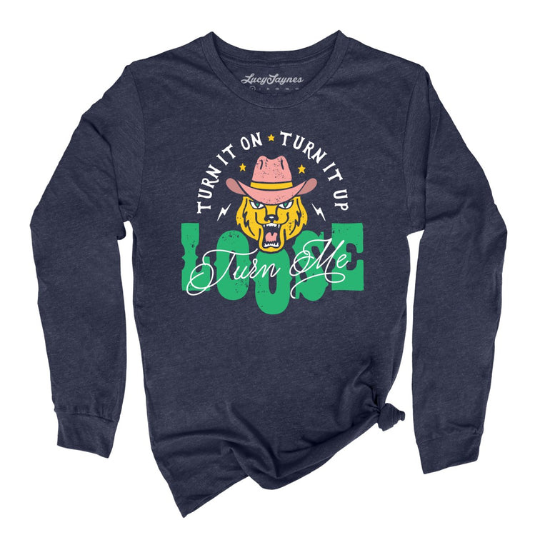 Turn Me Loose Graphic Long Sleeve Tee - Heather Navy