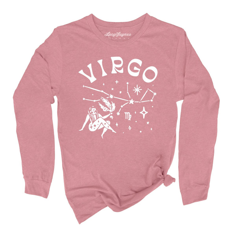 Virgo Graphic Long Sleeve Tee - Heather Mauve
