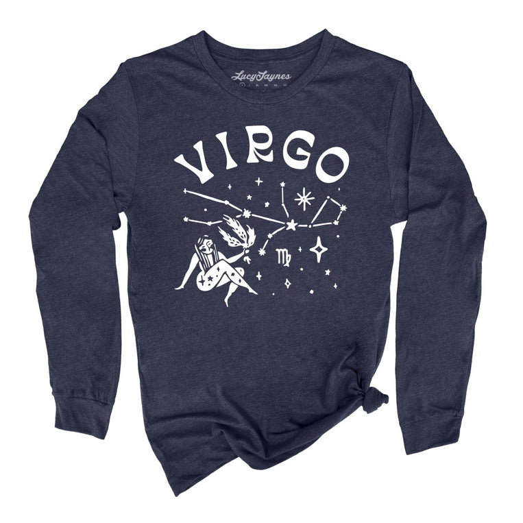 Virgo Graphic Long Sleeve Tee - Heather Navy