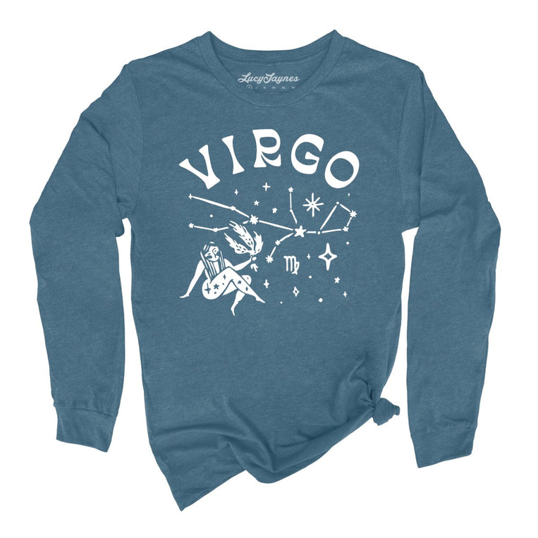 Virgo Graphic Long Sleeve Tee - Heather Deep Teal