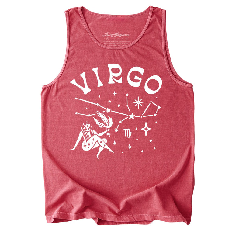 Virgo Comfort Colors Graphic Tank Top - Crimson