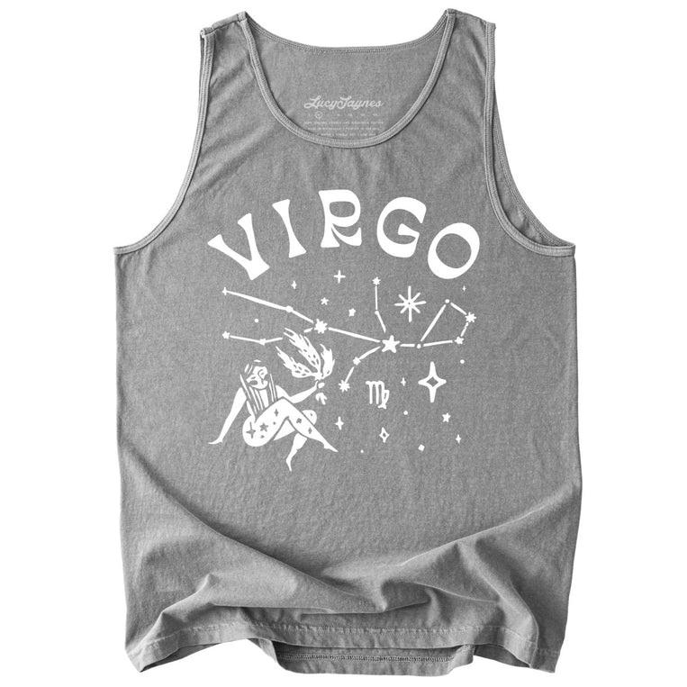 Virgo Comfort Colors Graphic Tank Top - Grey