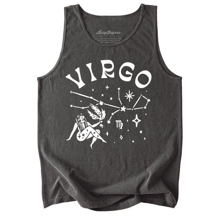Virgo Comfort Colors Graphic Tank Top - Pepper
