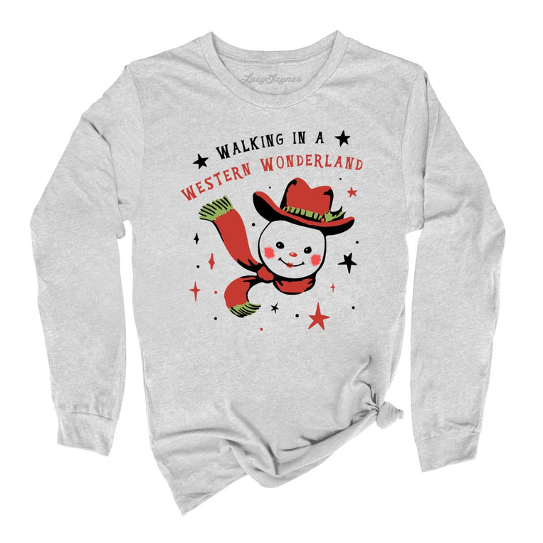 Walking in a Western Wonderland Graphic Long Sleeve Tee - Athletic Heather