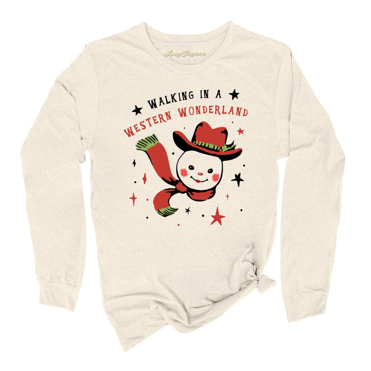 Walking in a Western Wonderland Graphic Long Sleeve Tee - Natural