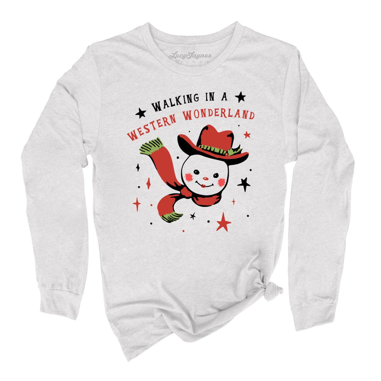 Walking in a Western Wonderland Graphic Long Sleeve Tee - Ash