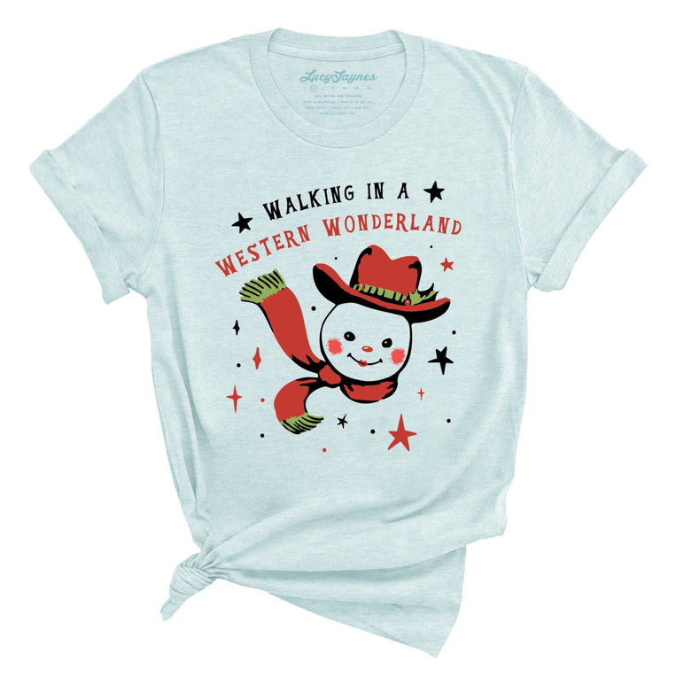 Walking in a Western Wonderland Graphic Tee - Heather Ice Blue