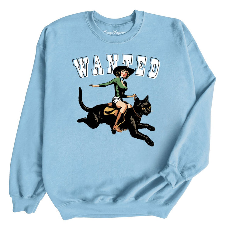 Wanted Graphic Sweatshirt - Light Blue