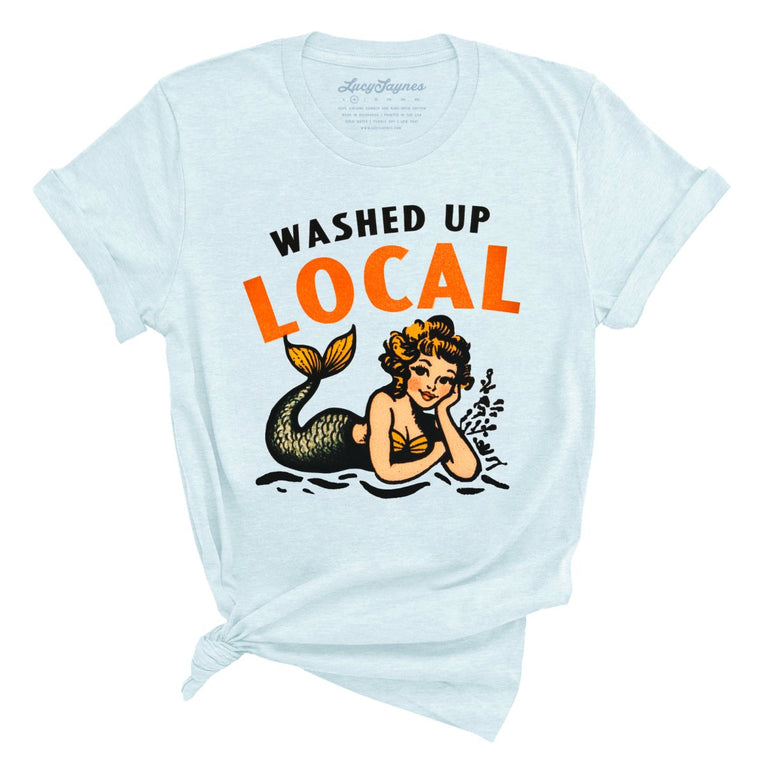 Washed Up Local Graphic Tee - Heather Ice Blue