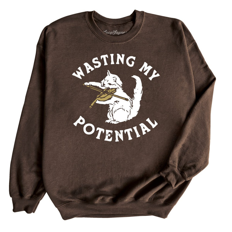 Wasting My Potential Graphic Sweatshirt - Dark Chocolate