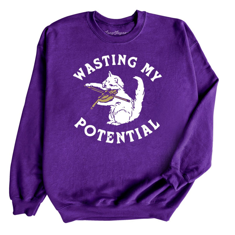 Wasting My Potential Graphic Sweatshirt - Purple