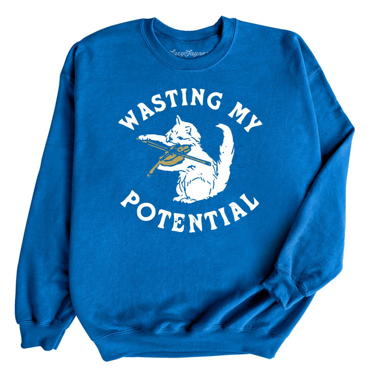 Wasting My Potential Graphic Sweatshirt - Royal