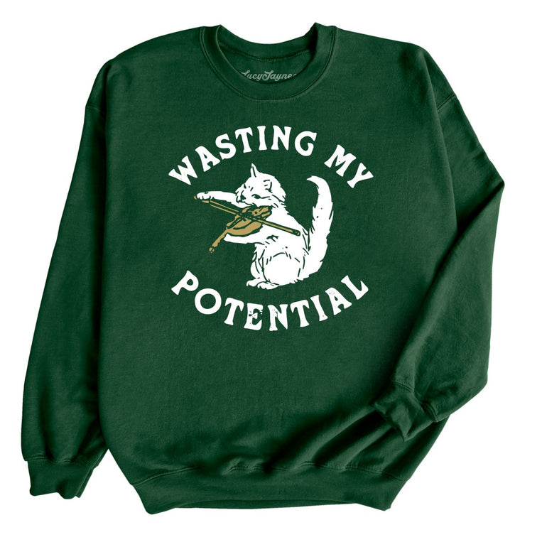 Wasting My Potential Graphic Sweatshirt - Forest