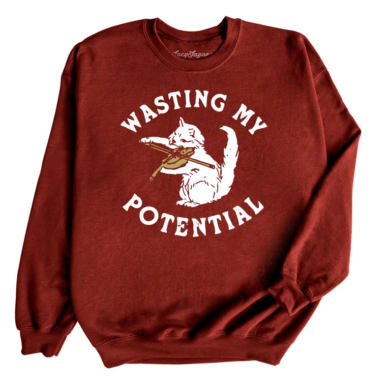 Wasting My Potential Graphic Sweatshirt - Garnet