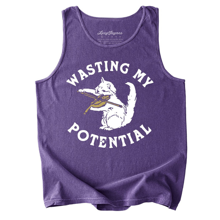 Wasting My Potential Comfort Colors Graphic Tank Top - Grape