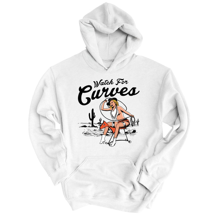 Watch For Curves Graphic Hoodie - White