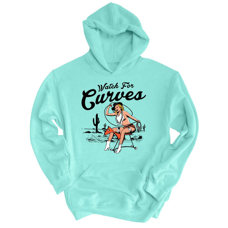Watch For Curves Graphic Hoodie - Mint