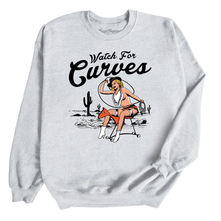 Watch For Curves Graphic Sweatshirt - Ash