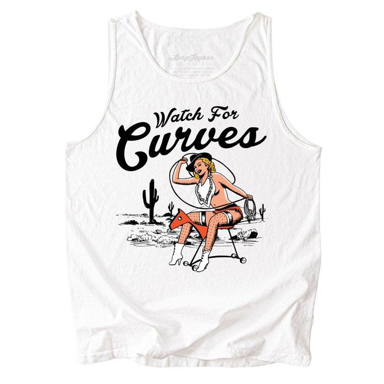 Watch For Curves Comfort Colors Graphic Tank Top - White