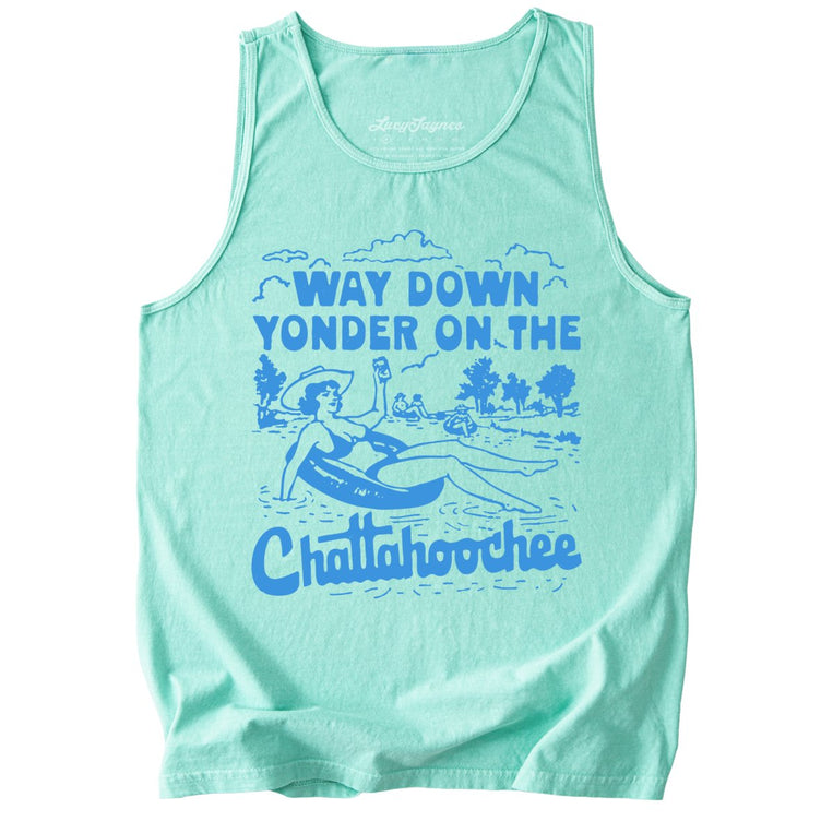 Way Down Yonder On The Chattahoochee Comfort Colors Graphic Tank Top - Island Reef