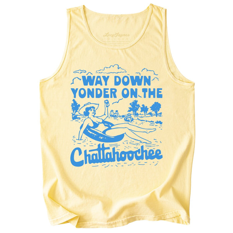 Way Down Yonder On The Chattahoochee Comfort Colors Graphic Tank Top - Butter