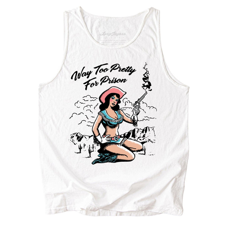 Way Too Pretty For Prison Comfort Colors Graphic Tank Top