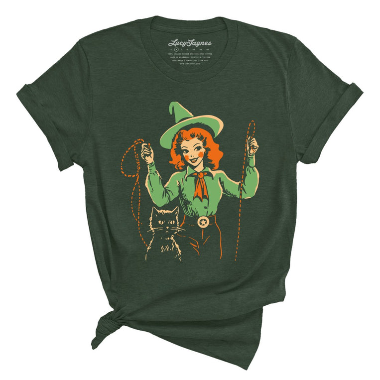 Western Witch Graphic Tee - Heather Forest