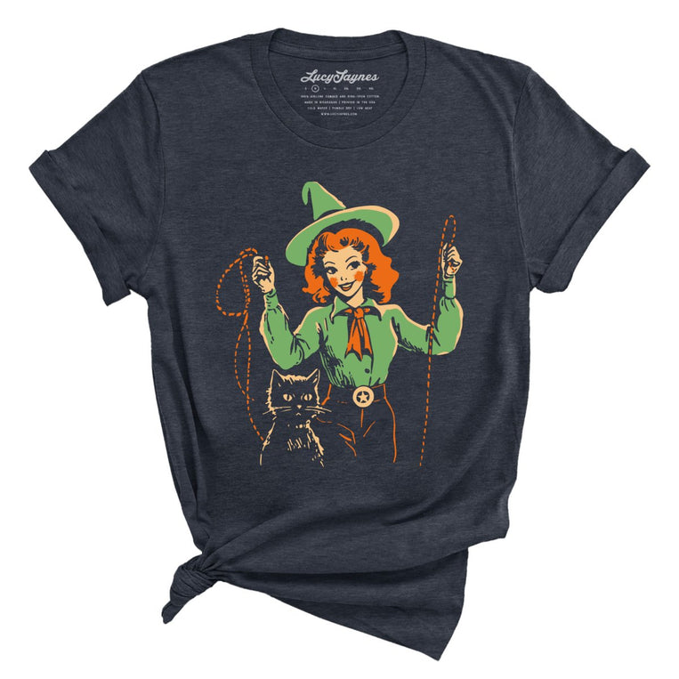 Western Witch Graphic Tee - Heather Midnight Navy